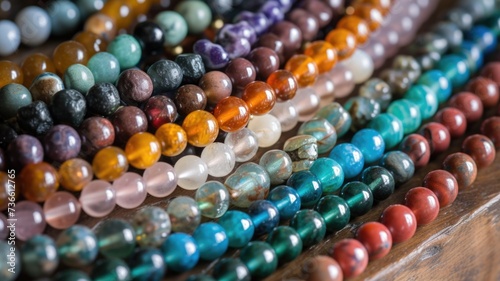 collection of semi-precious stone bracelets, each featuring a different gemstone in the shop