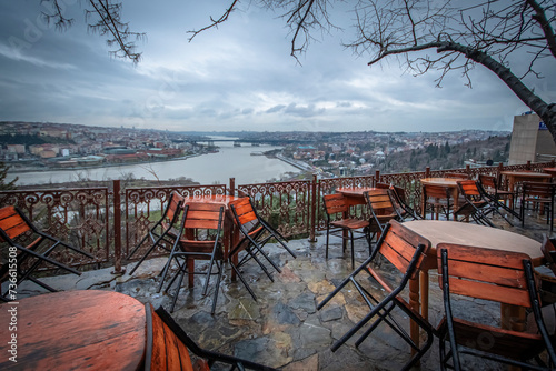 Istanbul Eyup Sultan Cemetery and our animal friends living there general view from the cafe on Pierre Loti Hill photo
