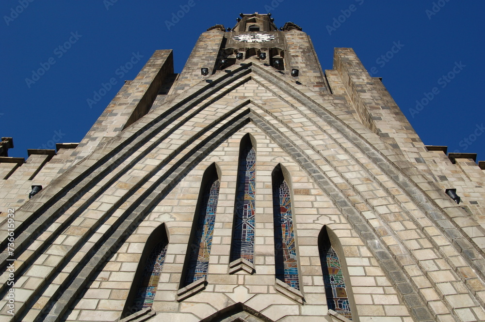 Stone Cathedral (Catedral de Pedra) in the city of Canela on a beautiful blue sky day. Famous church in Canela, Rio Grande do Sul Brazil