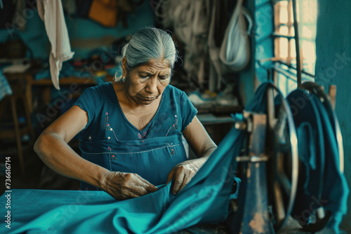 Woman Working on Cloth © vefimov