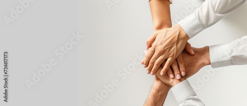 United Hands Showing Teamwork and Collaboration on White Background