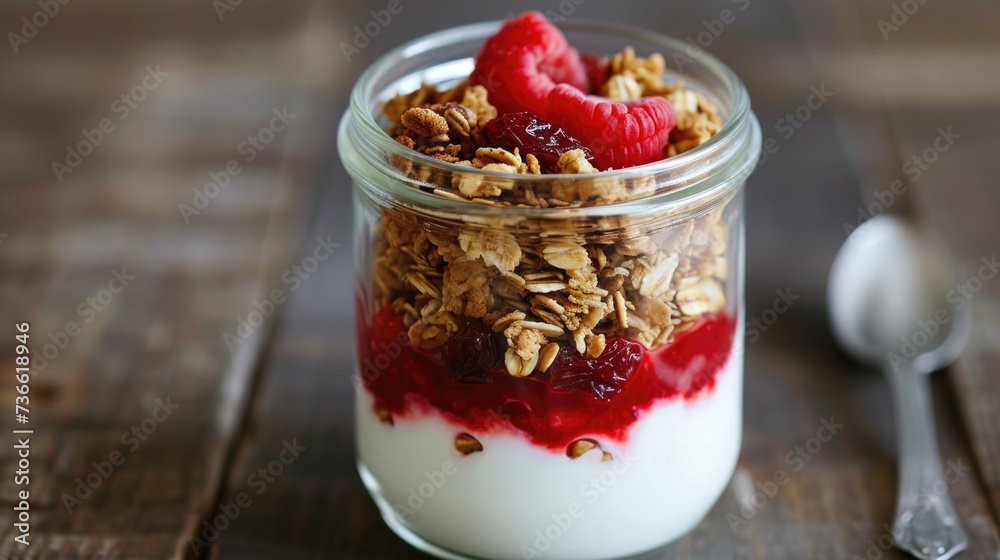 Yogurt with Granola and Raspberries Yogurt with Granola and Raspberries