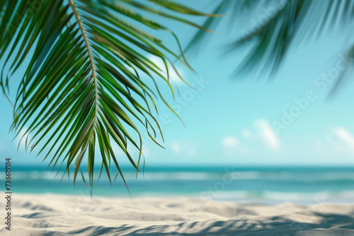 Close Up of Palm Leaf on Beach