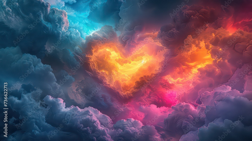 a heart shaped cloud in the middle of a blue sky, a heart - shaped cloud covered in lots of pink clouds. seamless texture a heart shaped cloud in the middle of a blue sky, a heart - shaped cloud covered in lots of pink clouds. seamless texture