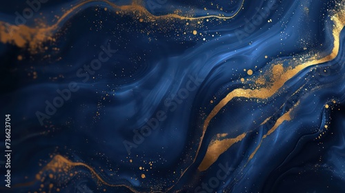 Abstract marble wallpaper background , luxury marble texture gold and blue tone photo