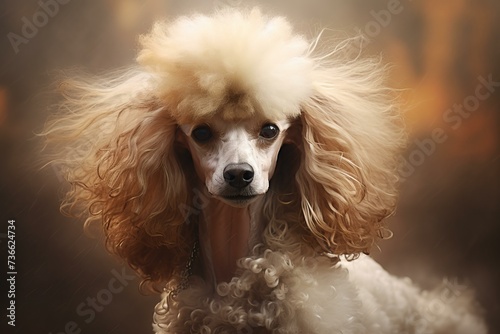 Poodle dog. White breed pet. Generate Ai © juliars