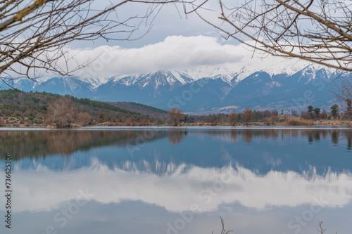 bursa uludag gokoz pond mountain reflection with clouds and natural vegetation