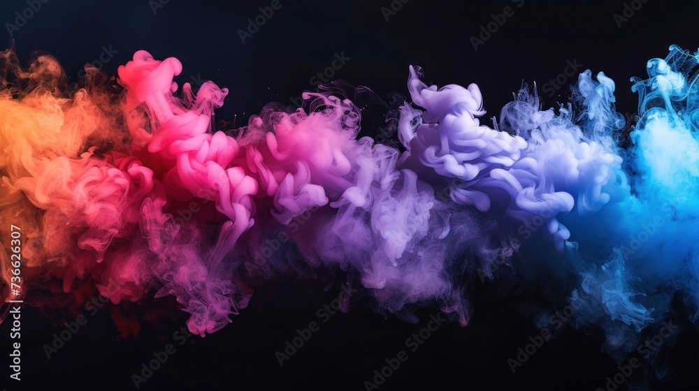 wispy pastel smoke on a black background isolated. - obrazy, fototapety, plakaty 