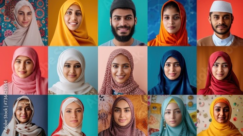 collage of diverse Muslims from around the world celebrating Eid al-Fitr, emphasizing global unity and diversity