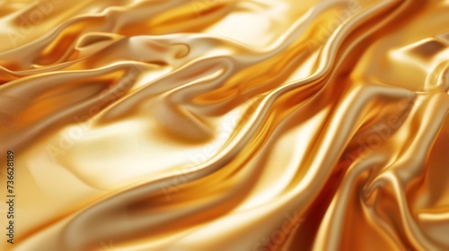 Fototapeta Naklejka Na Ścianę i Meble -  abstract golden waves background, luxury silk satin fabric wallpaper, 3d render, 3d illustration