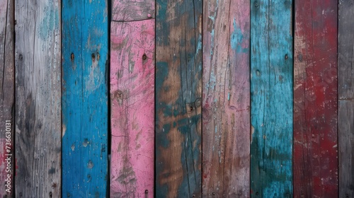 Wooden background texture.Old shabby colored wooden fence.Texture for your design, copy space.
