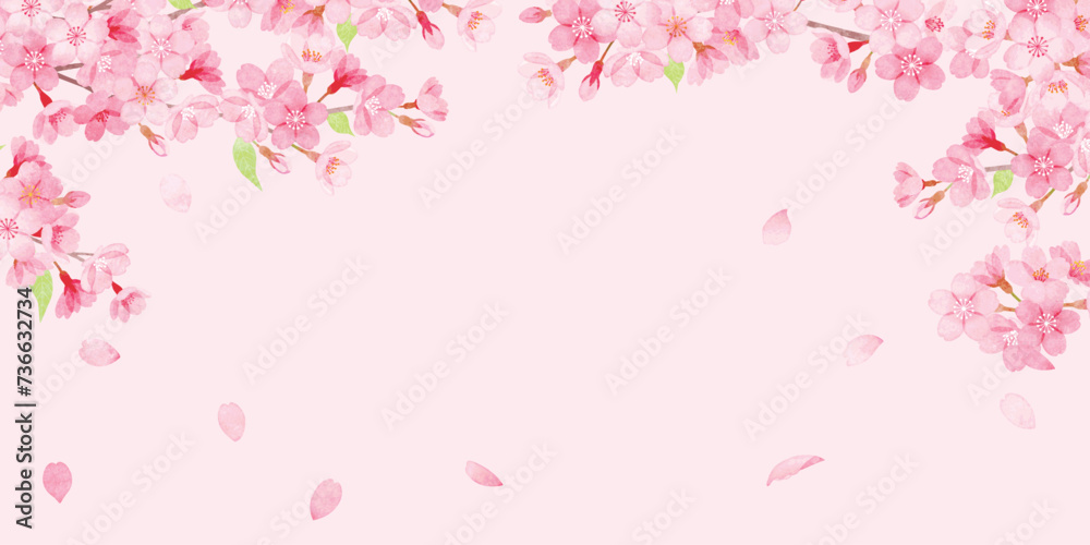 手書き水彩　桜のフレーム