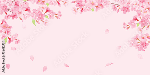 手書き水彩　桜のフレーム photo