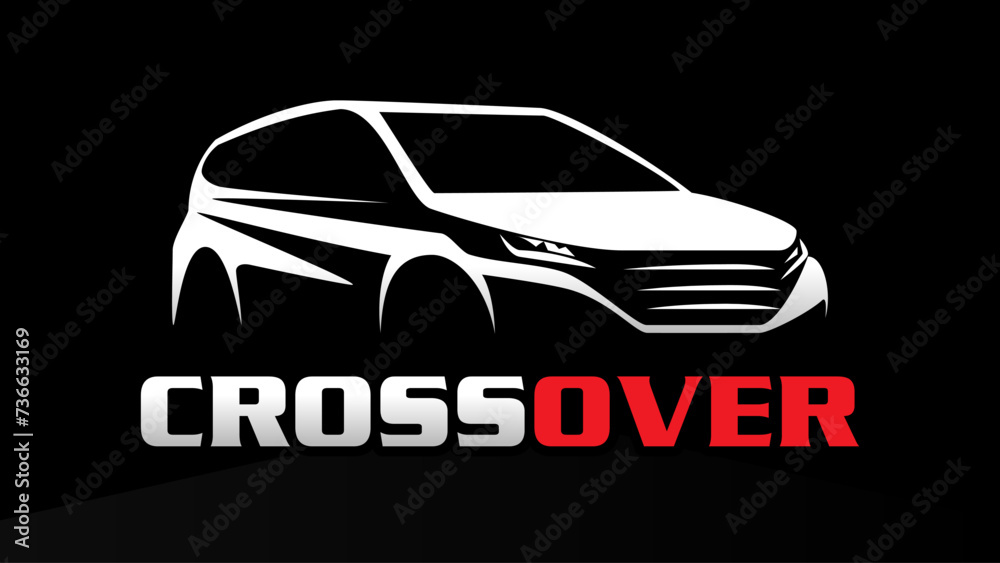 modern crossover logo template, suv car stylized vector silhouette