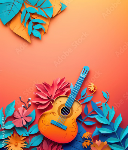 Acoustic Guitar, world music day poster, abstract concert invitation