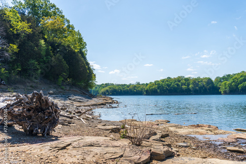 Cumberland River and White Oak Creek in Kentucky. Mill Springs Battlefield National Monument site of Union victory early in the Civil War. Confederate's fortified camp and ferry boat landing. photo