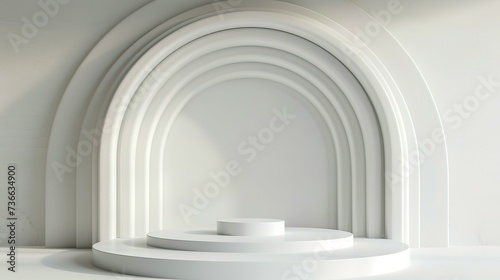 white colour object stage podium stand for sample product showcase display advertising background product showcase stand with grey colour commercial display ideas,ai generate © siti