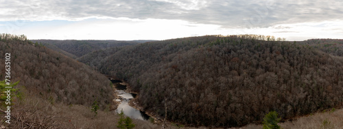 Big South Fork National River and Recreation Area in Tennessee. Picket State Rustic Park, Daniel Boone National Forest, Cumberland Plateau. Big South Fork Cumberland River East Rim Overlook.  photo