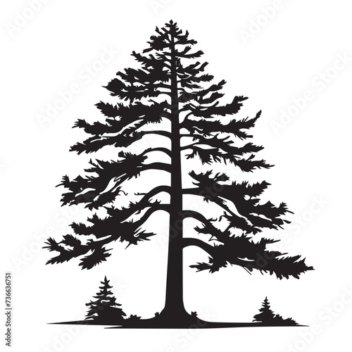Pine tree in cartoon, doodle style . Image for t-shirt, web, mobile apps and ui. Isolated 2d vector illustration in logo, icon, sketch style, Eps 10, black and white. AI Generative