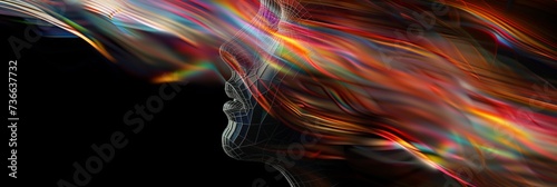abstract art with glowing lines passing over a human face, representing the five senses