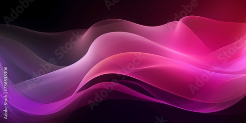 Soft Neon Waves in fuchsia Color on dark Background