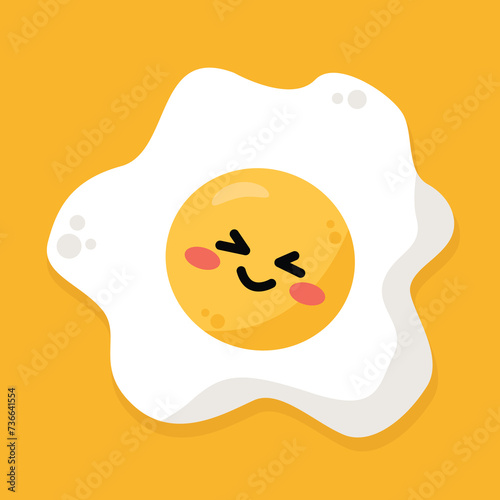 Cute fried egg vector illustration, vector food, vector illustration, top view