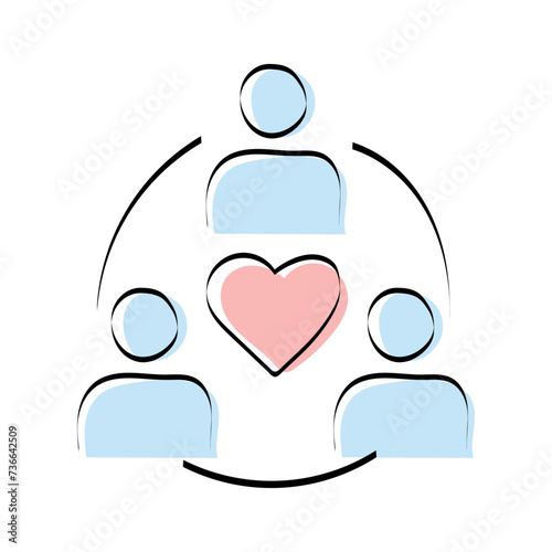 A heart. love. a symbol of love. red. guy. young woman. to stretch out. arm. valentine card. the icon. doodle. colored. vector. on a white background. flat.
