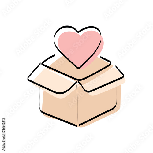 A heart. love. a symbol of love. red. guy. young woman. to stretch out. arm. valentine card. the icon. doodle. colored. vector. on a white background. flat.