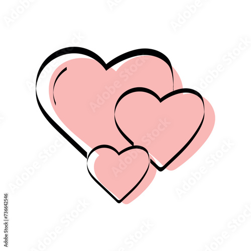 A heart. love. a symbol of love. red. guy. young woman. to stretch out. arm. valentine card. the icon. doodle. colored. vector. on a white background. flat.