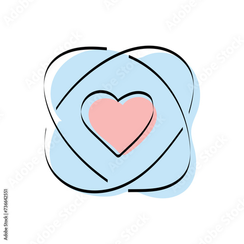 A heart. love. a symbol of love. red. guy. young woman. to stretch out. arm. valentine card. the icon. doodle. colored. vector. on a white background. flat.