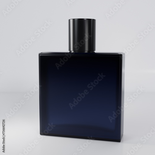 Blue perfume bottle front view