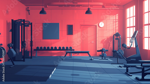 Flat illustration of gym background pink and black theme. Rubber flooring