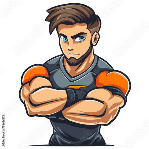 Bodybuilder of mascot men white background