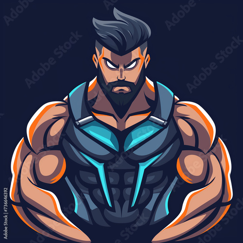 Mascot of an athletic men in black background