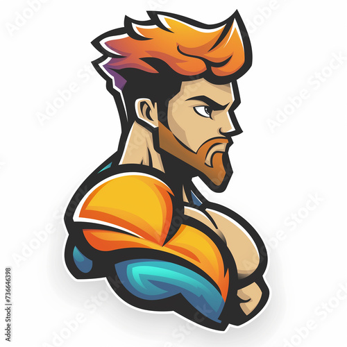 Muscular men mascot artwork gradient colorful design