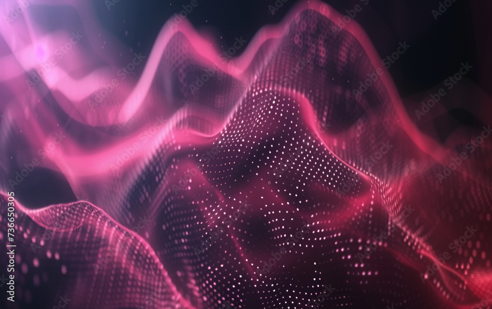 Fototapeta premium Abstract Waving Particle Technology Background Design. Abstract wave moving dots flow particles