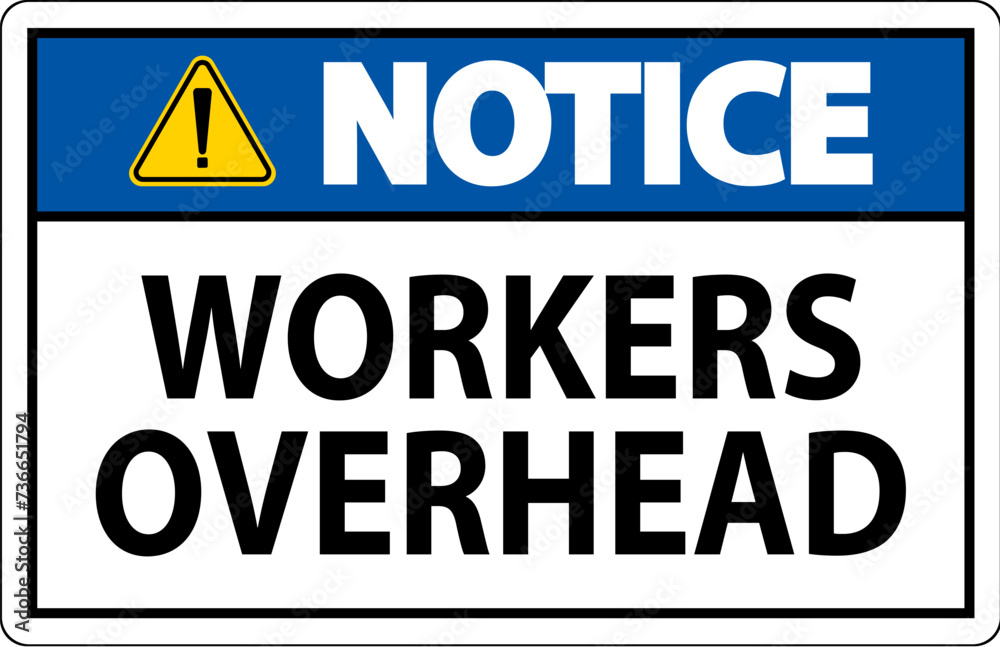 Notice Falling Debris Sign, Workers Overhead Falling Objects