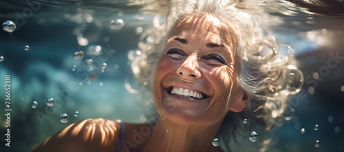 a woman smiling under water © ion
