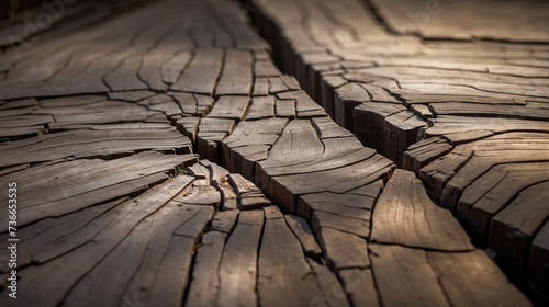 Weathered wood with a cracked surface