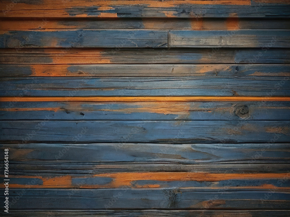 Fototapeta premium blue and orange and dirty wood wall wooden plank board texture background