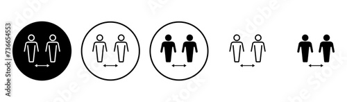 Social distance icon set. social distancing icon. self quarantine sign