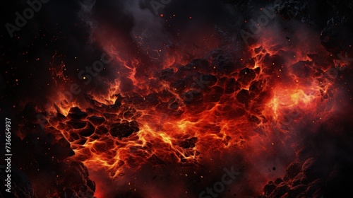 Captivating lava wallpaper: fiery beauty and volcanic landscapes in breathtaking visuals. Earth's core, hot lava flow, volcanic activity, nature's fiery display. photo