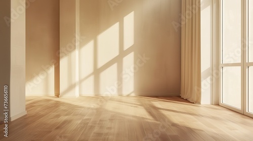 Wallpaper Mural Empty sunlit room with wooden parquet floor. Torontodigital.ca