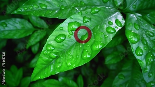 reducing icon on green leaf with water droplet Ai Generative