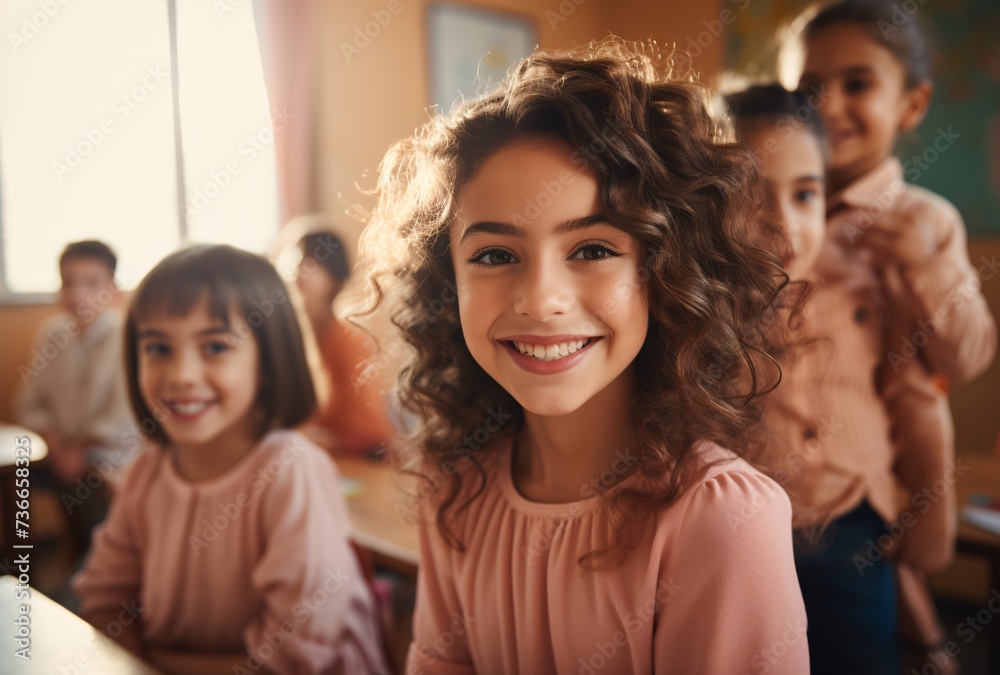 a group of children smiling