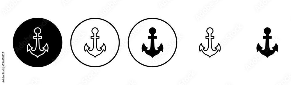 Anchor icon set. Anchor symbol logo. Anchor marine icon. Anchor icon set. Anchor symbol logo. Anchor marine icon.