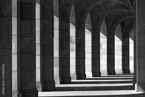 Light and shadow in the arcade of the Congress Hall, unfinished monumental building of the National Socialists on the former Nazi Party Rally Grounds, 1933-1945, Nuremberg, Middle Franconia Bavaria photo