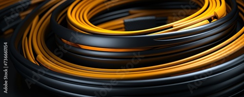 a close up of a black and orange cable photo