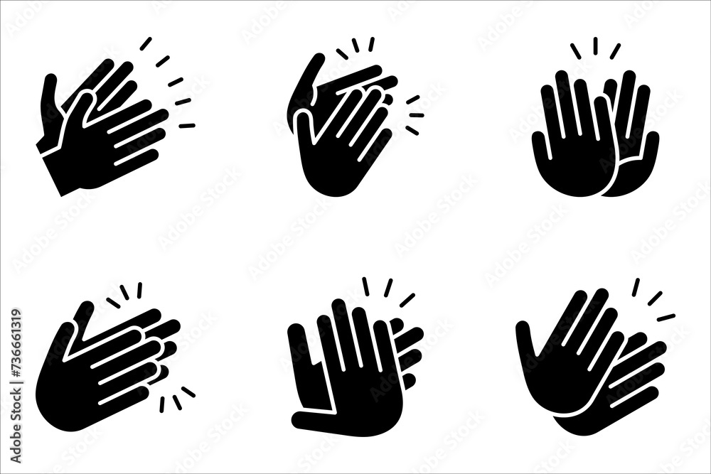 clapping hand icon set, vector illustration isolated on white background