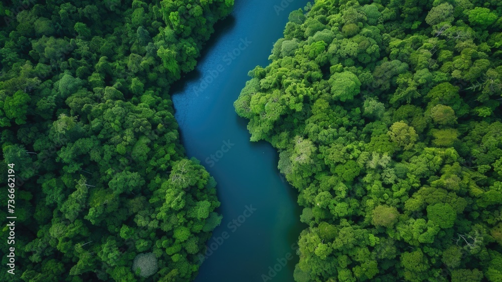 stunning aerial view of lush green forests and a clean river, symbolizing the beauty of our natural world on Earth Day stunning aerial view of lush green forests and a clean river, symbolizing the beauty of our natural world on Earth Day